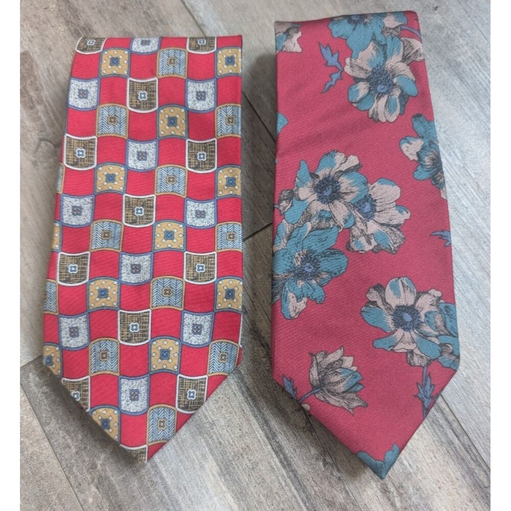 Lot of 2 Vintage VTG Oscar de la Renta Men's Neck Tie Ties 100% Silk Made in USA